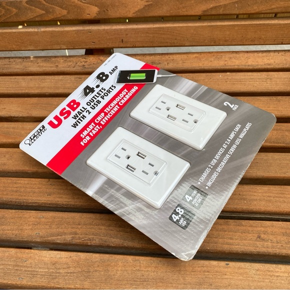 Feit Electric 2PK Wall Outlets With 2 USB Ports 4.8 Amps 2 Pack NEW IN BOX - Picture 3 of 3